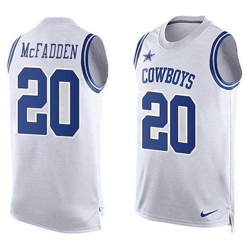  Cowboys #20 Darren McFadden White Men's Stitched NFL Limited Tank Top Jersey